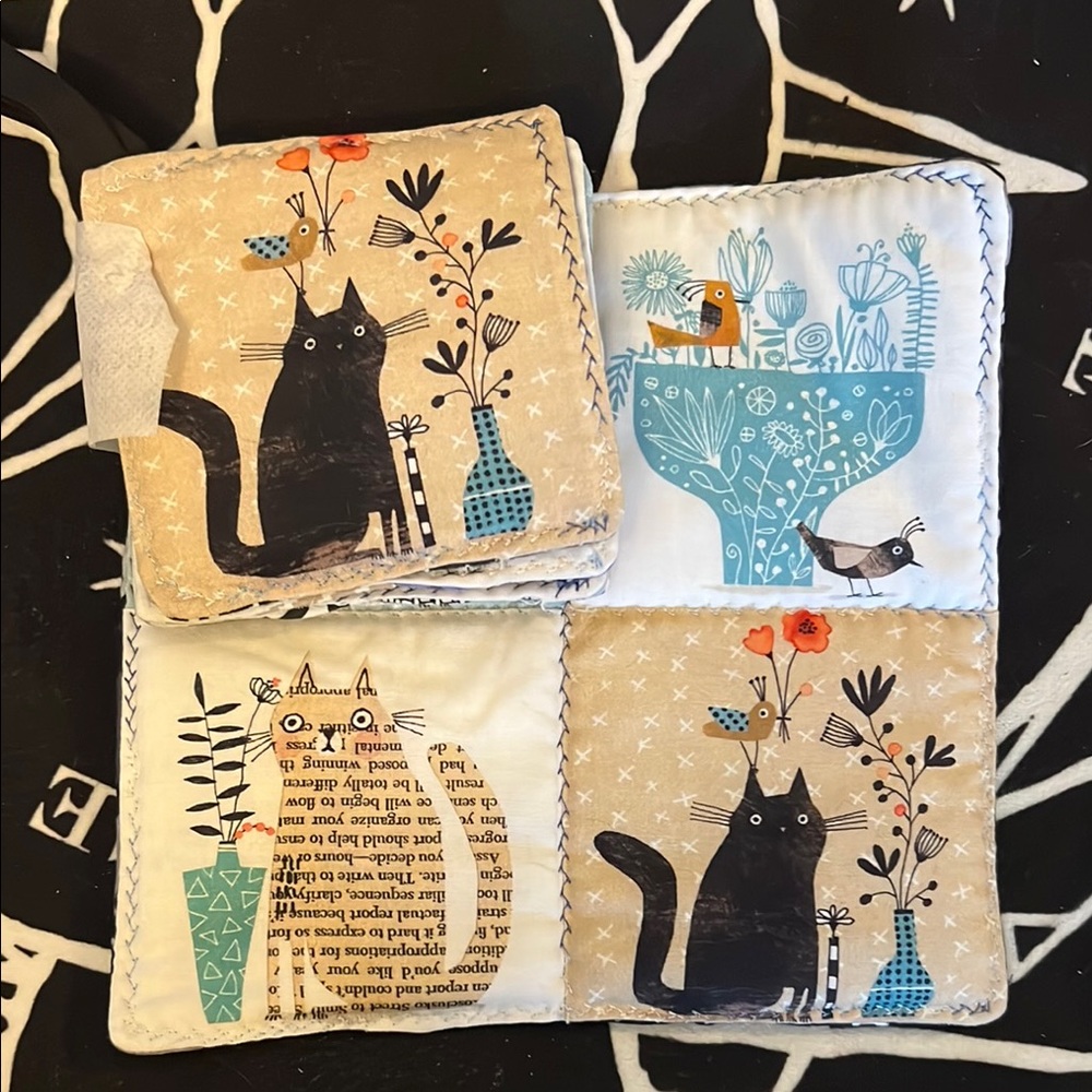 Cat and Floral Print Coasters